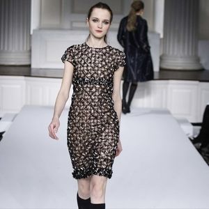 $5,700 OSCAR DE LA RENTA EXCLU BEADED ART SILK RUNWAY DRESS US 6
